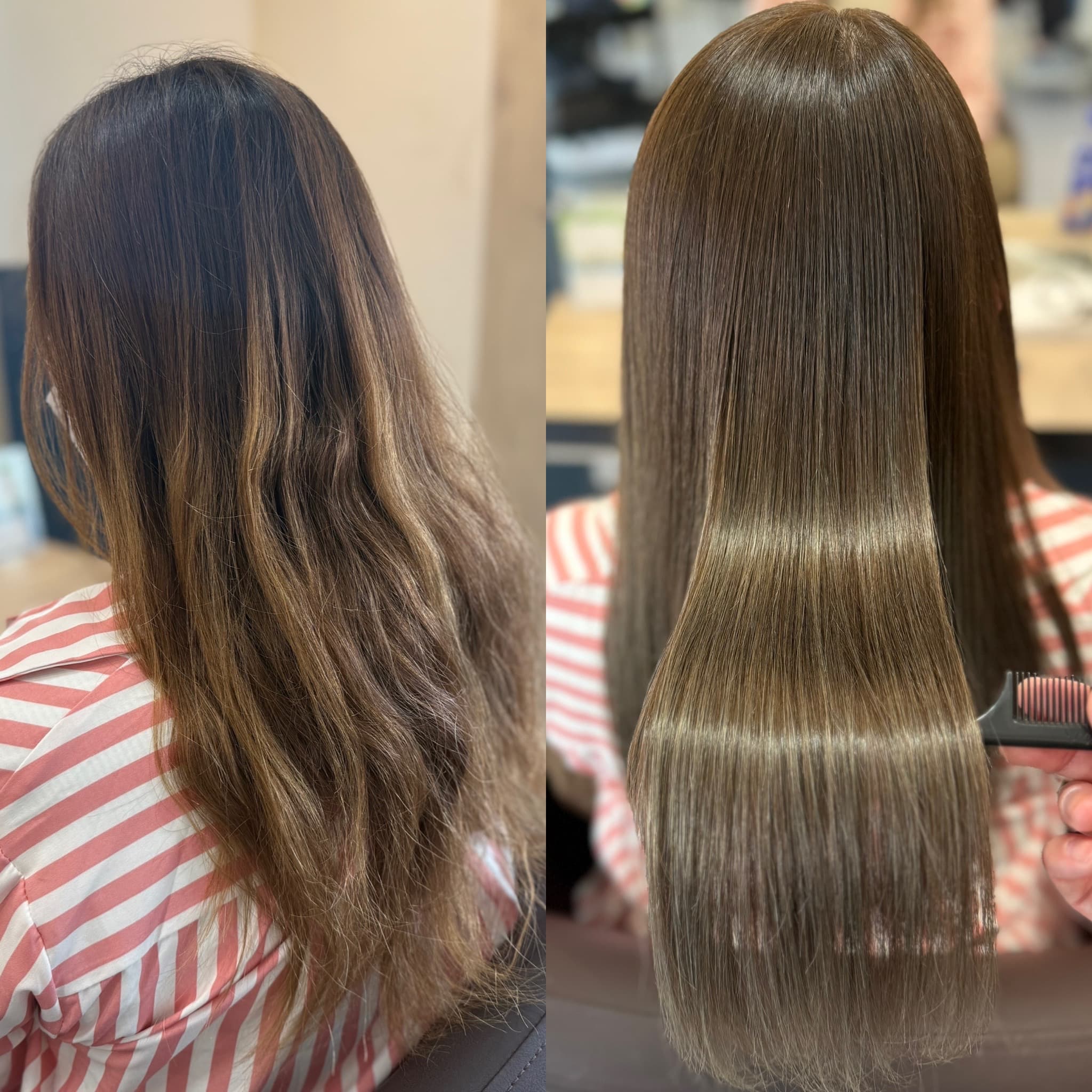 Smooth all the way to the tips of the hair. A finish that makes it easy to feel luster and cohesion